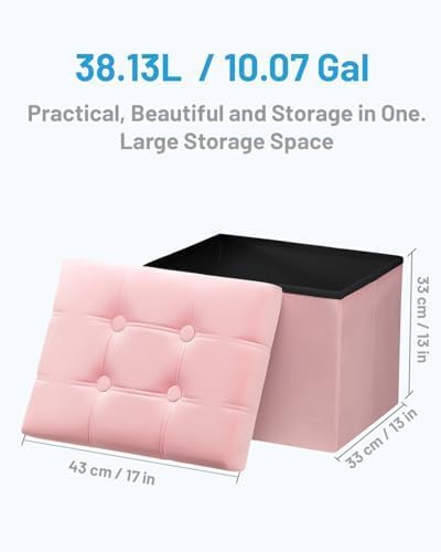 Pink Velvet Folding Storage Foot Ottoman