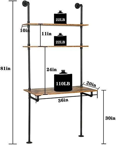 Rustic Wall‑Mount Ladder Desk Shelves