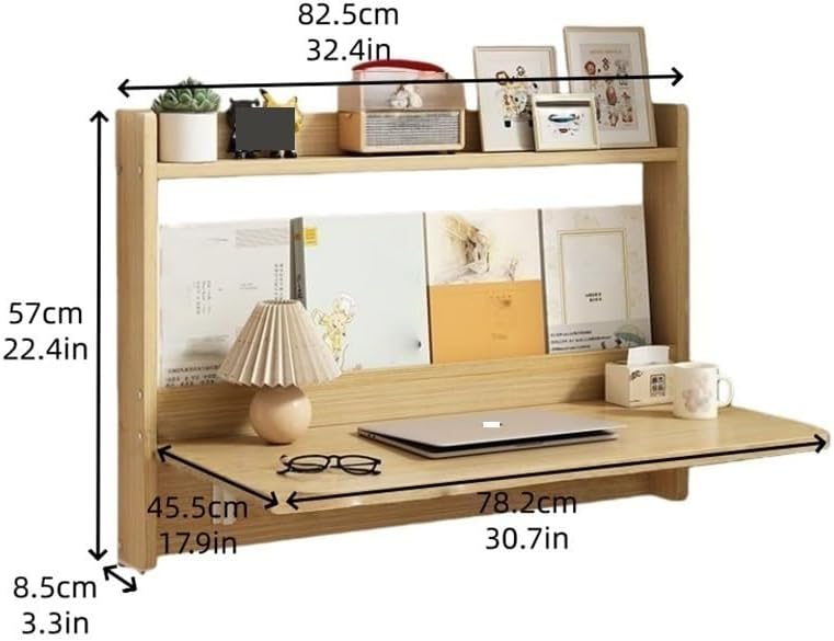 Brown Wood Wall‑Mount Folding Desk Shelf