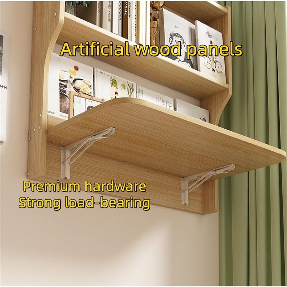Brown Wood Wall‑Mount Folding Desk Shelf