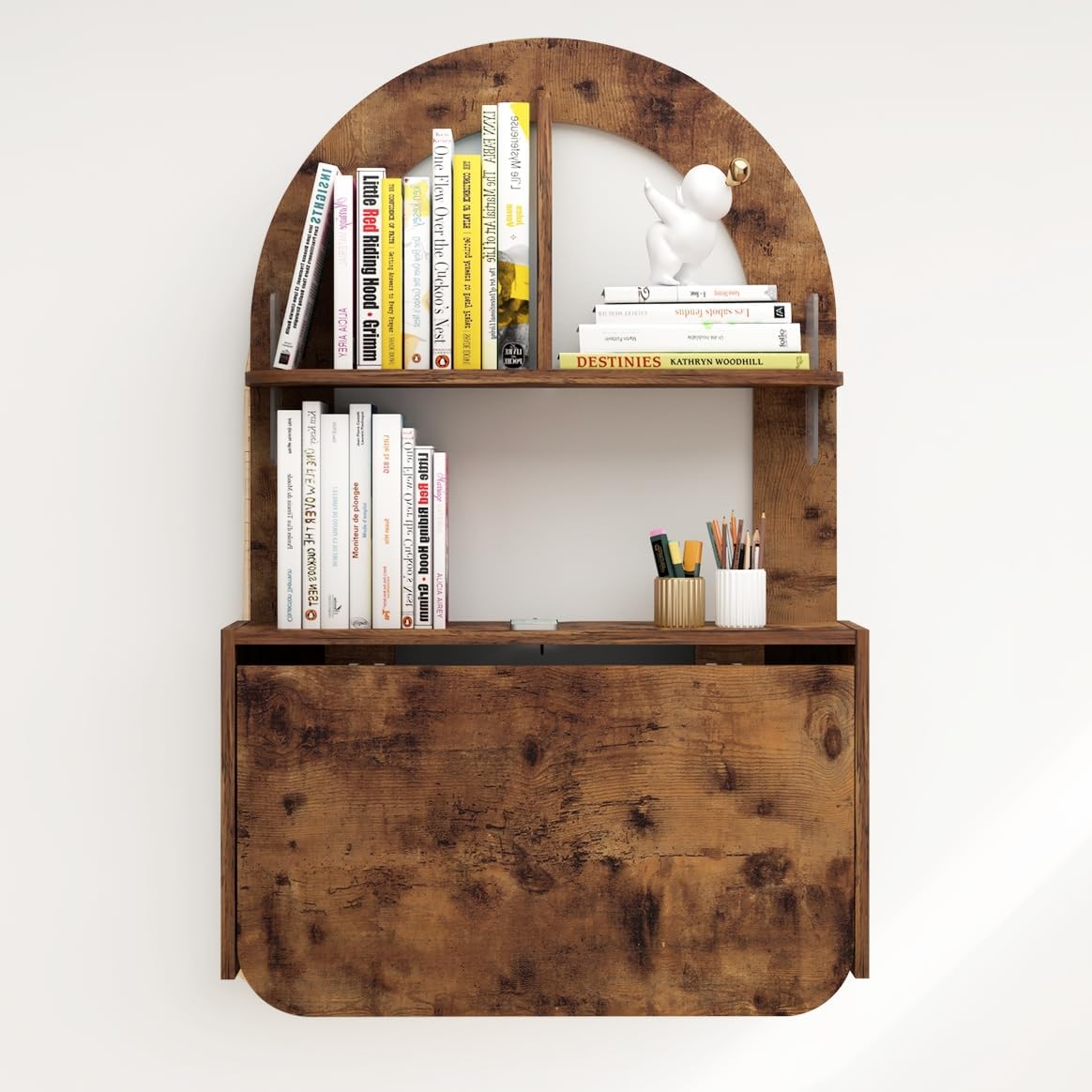 Rustic Brown Wall‑Mount Folding Desk Shelf