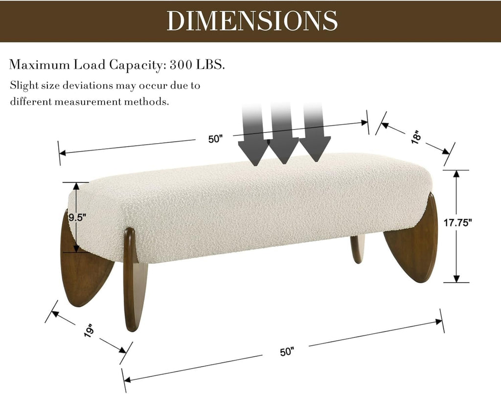 Beige Boucle Padded Entryway Bench