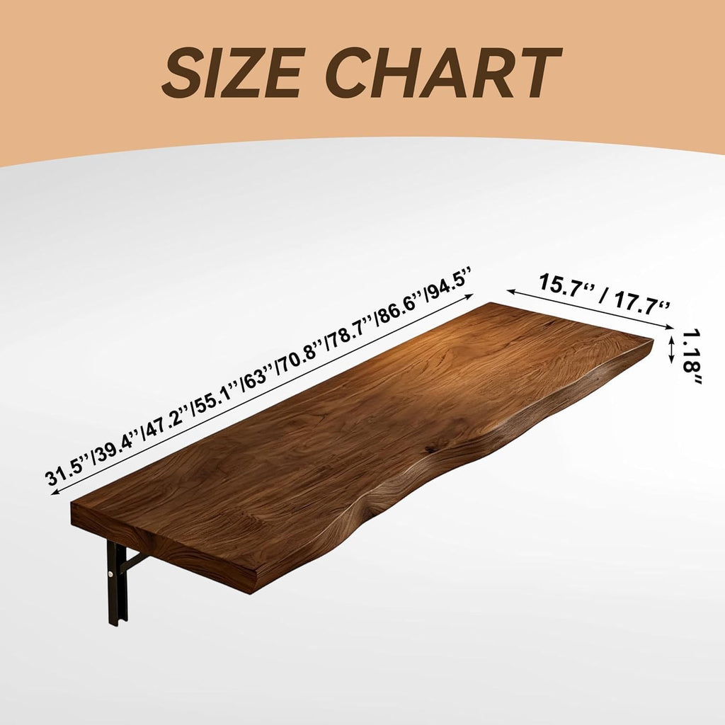 Iron‑Bracket Wall‑Mount Folding Desk Table