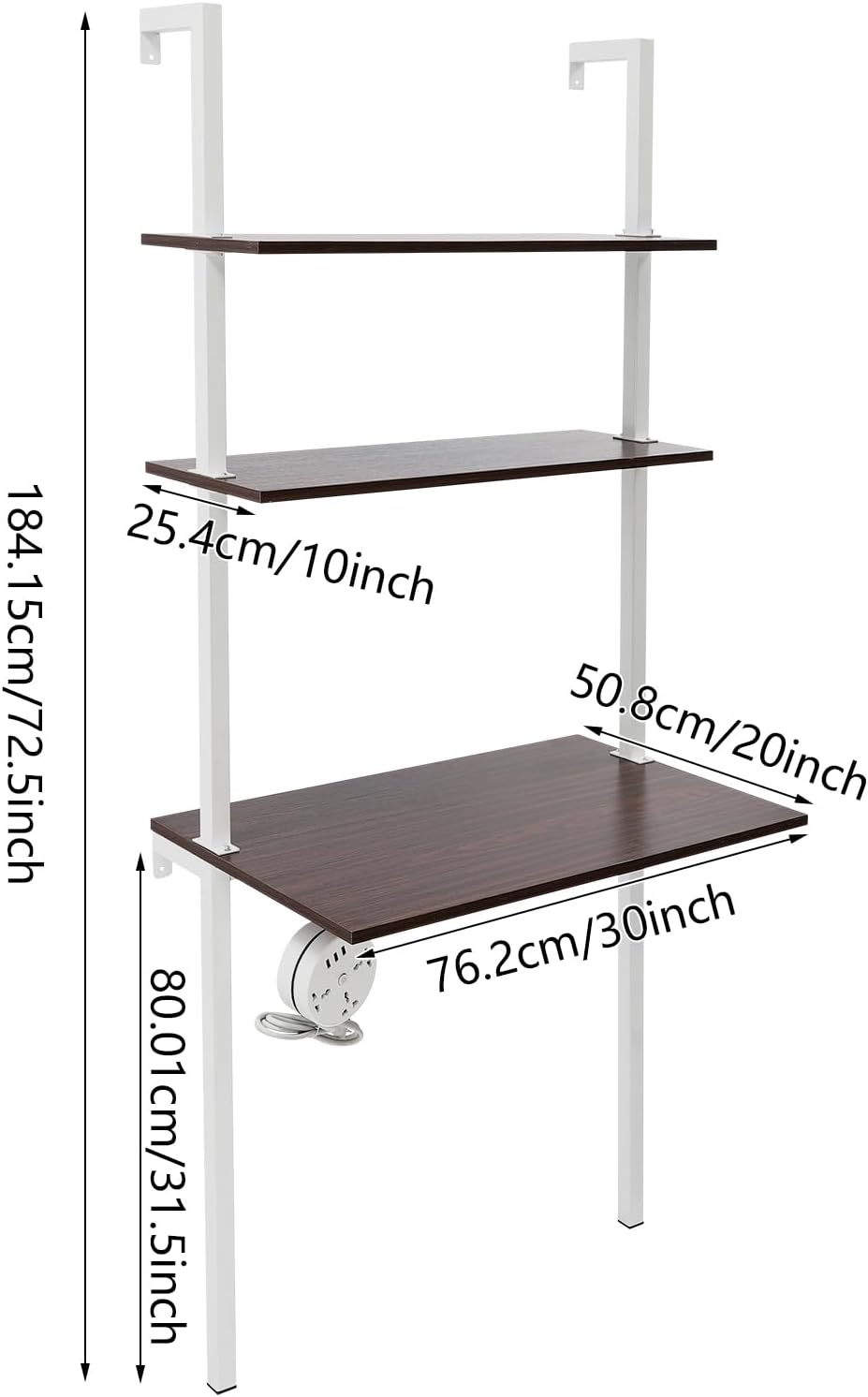 Brown Wall‑Mount Ladder Desk Storage Shelf