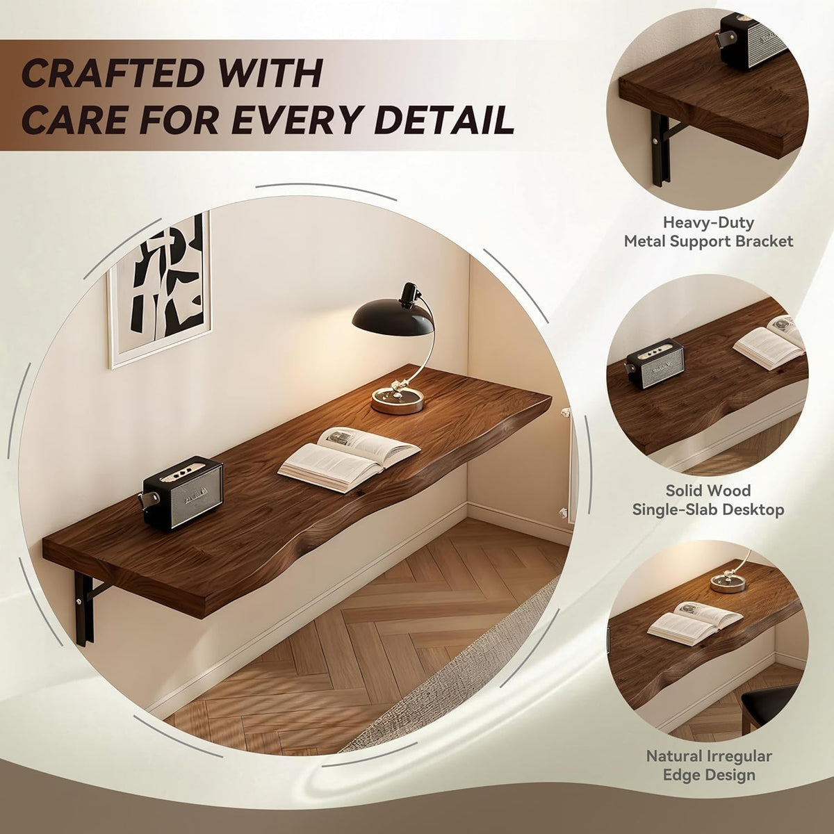 Iron‑Bracket Wall‑Mount Folding Desk Table