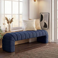 Navy Tufted Chenille Upholstered Bench