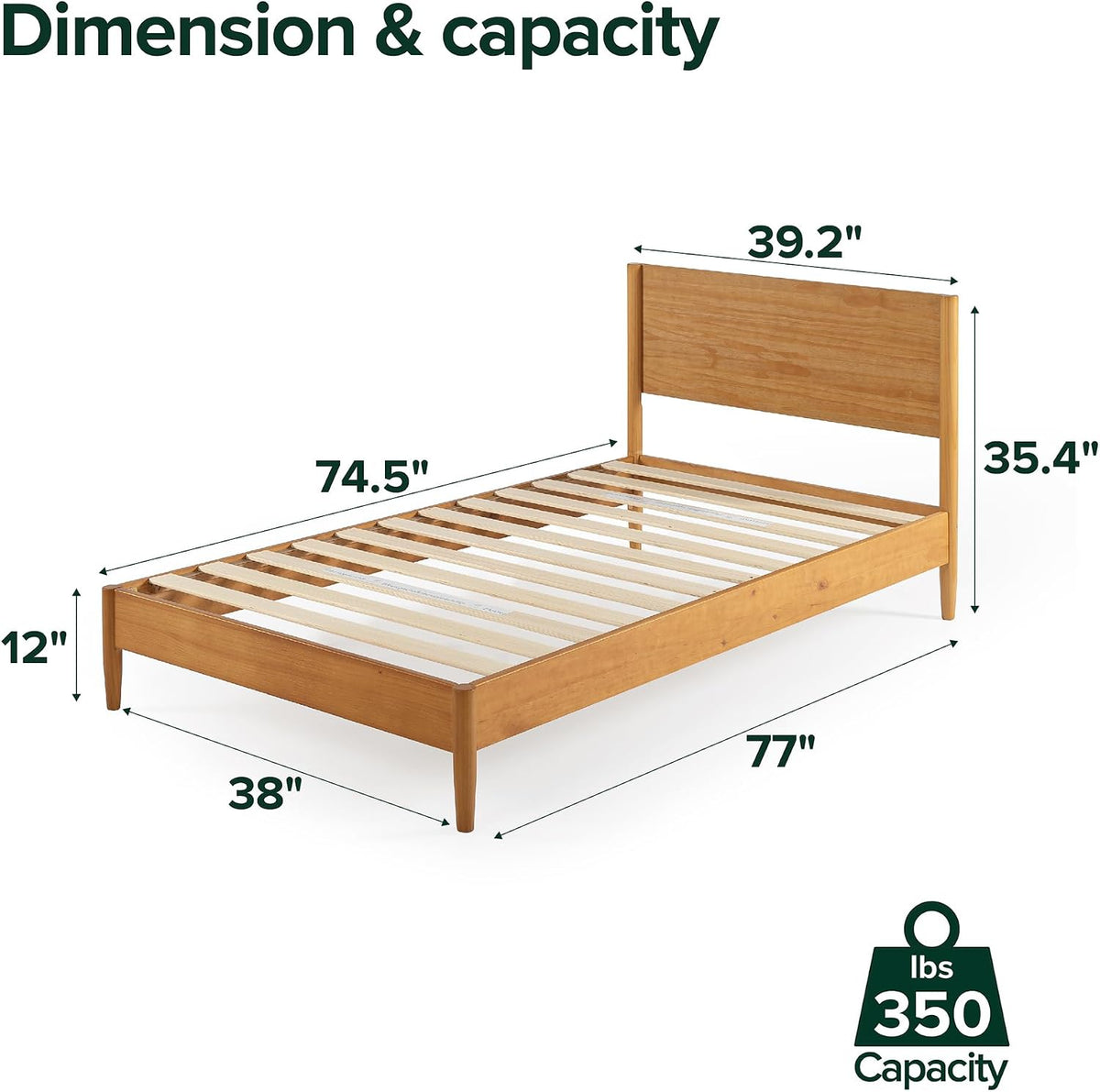 Mid‑Century Wood Twin Platform Bed