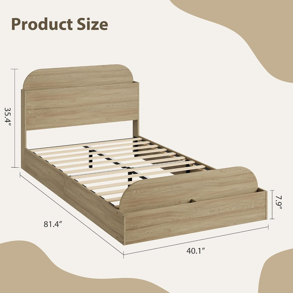 Natural Wood Low Platform Bed Frame