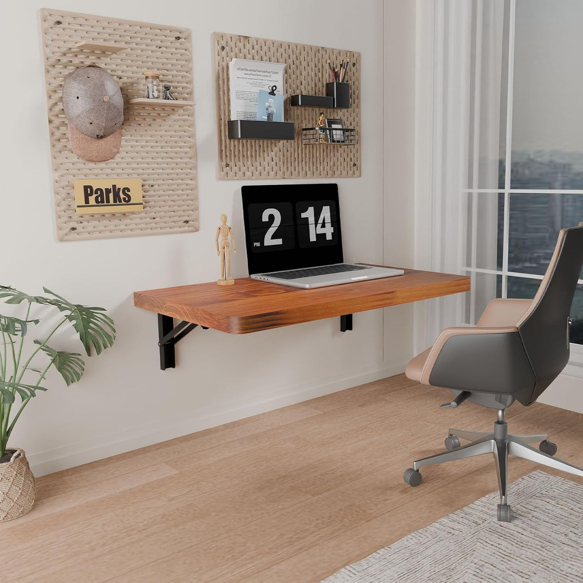 Teak Pine Wall‑Mount Folding Desk Table
