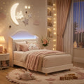 Beige Velvet Kids LED Bed Frame