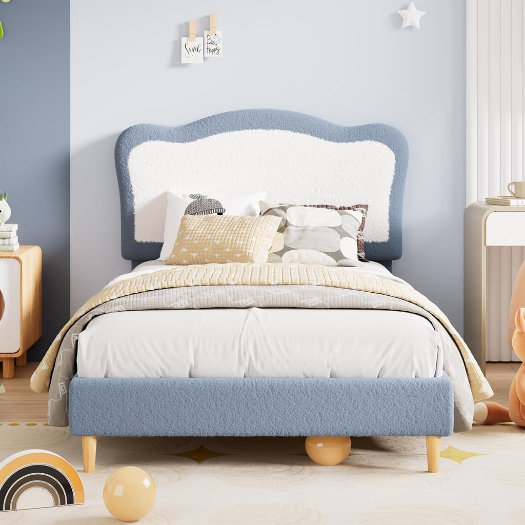 Boucle Upholstered Twin Platform Bed