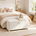 White Corduroy Storage Bench
