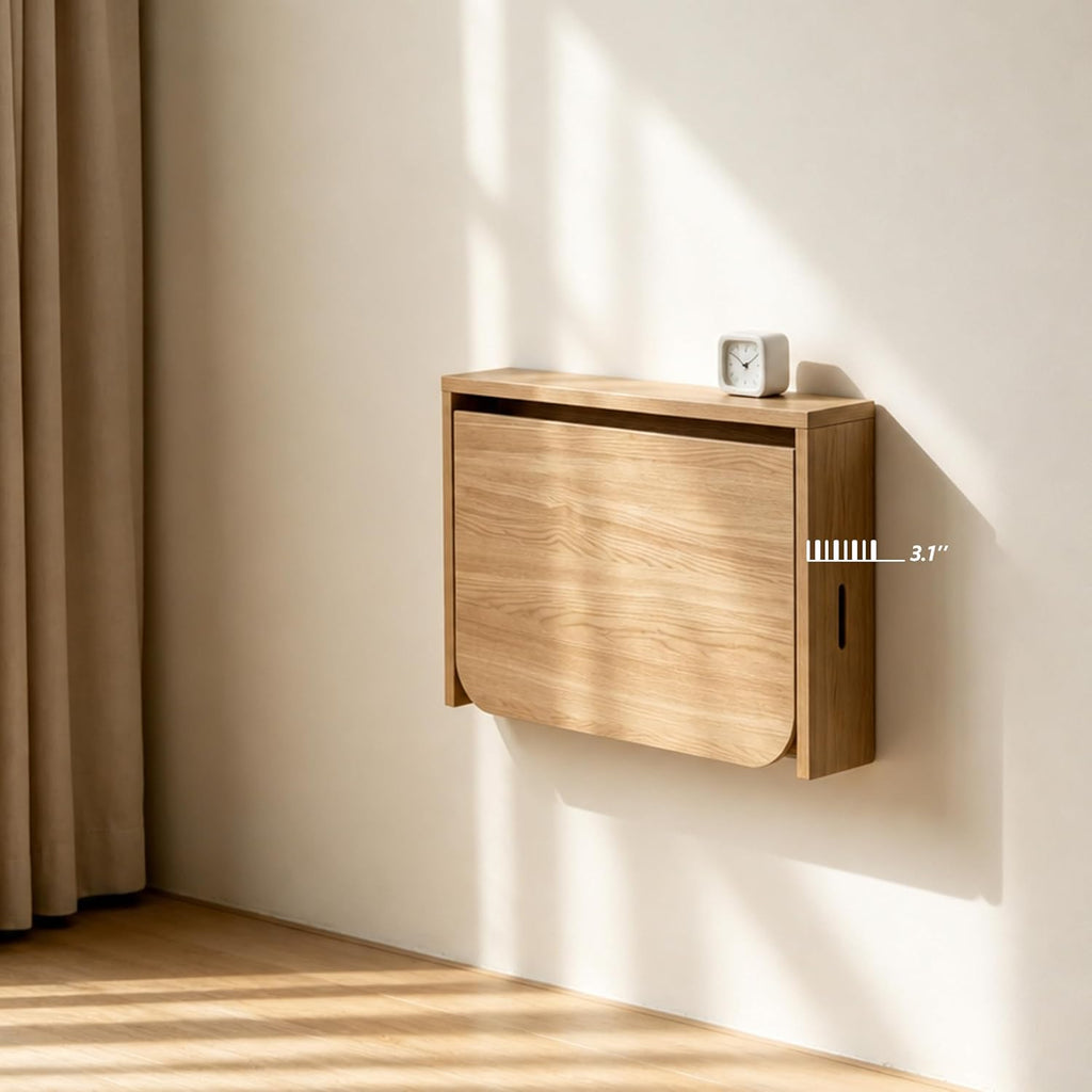 Wood‑Tone Wall‑Mount Folding Hanging Desk Table