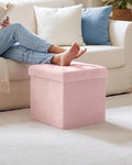 Pink Velvet Tufted Folding Storage Ottoman