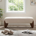 Beige Boucle Padded Entryway Bench