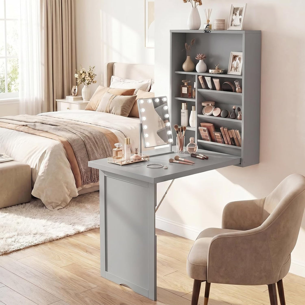 Grey Fold‑Wall Storage Desk