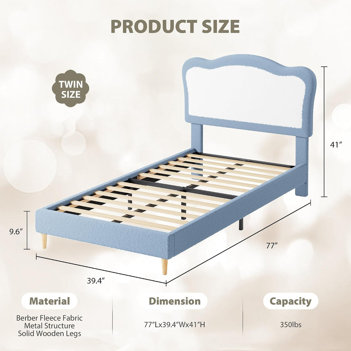 Boucle Upholstered Twin Platform Bed
