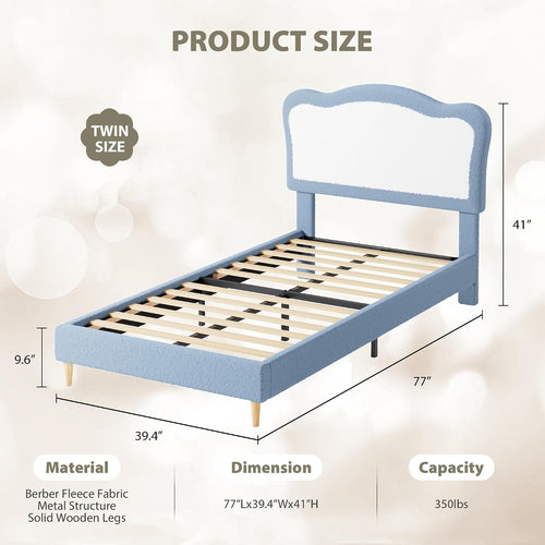 Boucle Upholstered Twin Platform Bed