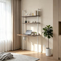 Brown Wall‑Mount Ladder Desk Storage Shelf