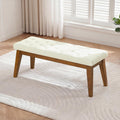Beige Tufted Linen Upholstered Bench