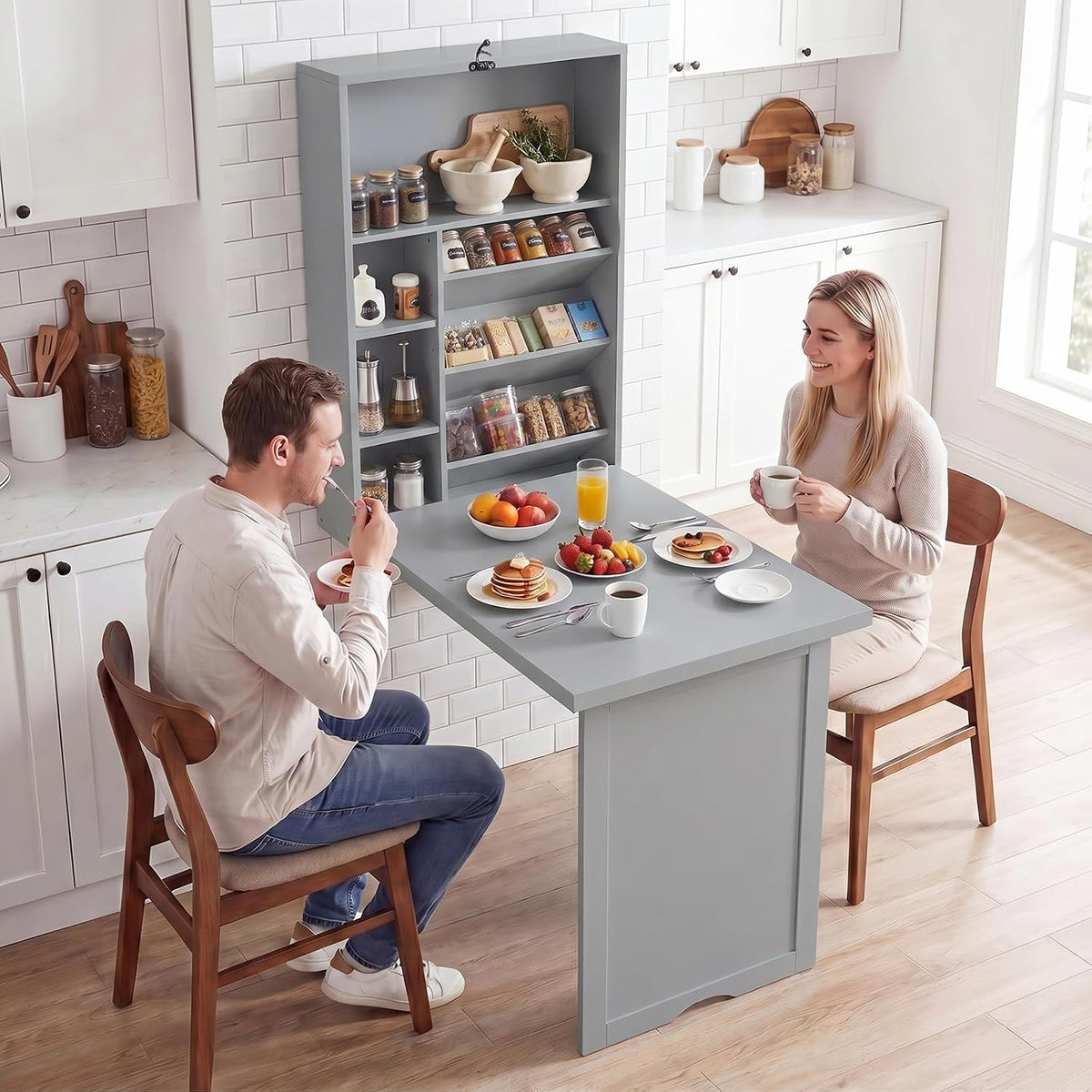 Grey Fold‑Wall Storage Desk