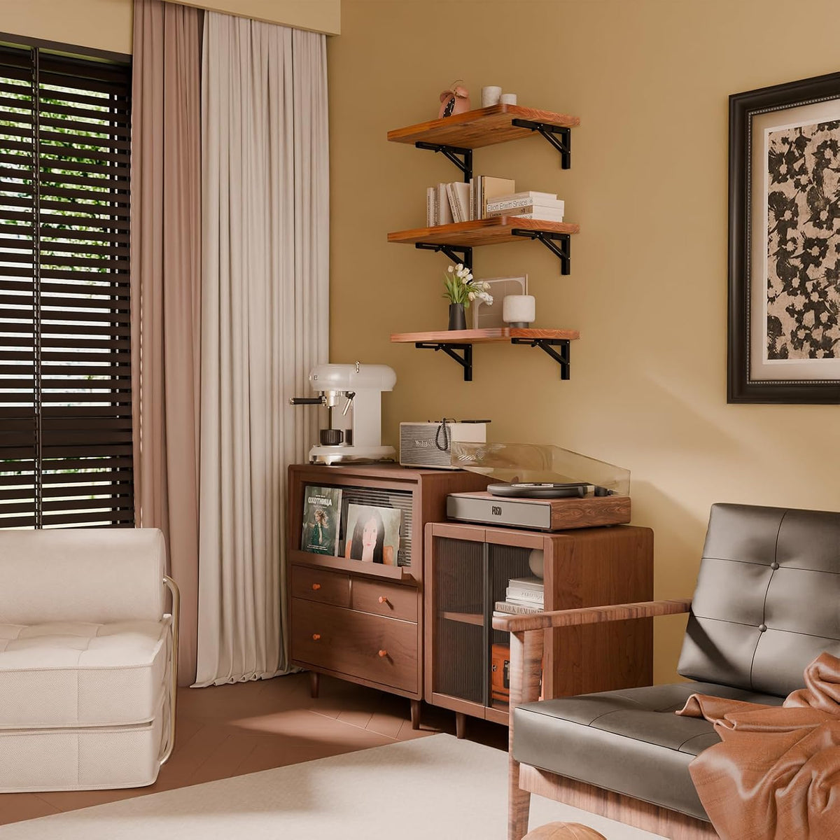 Teak Pine Wall‑Mount Folding Desk Table