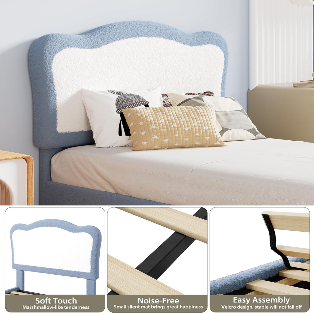 Boucle Upholstered Twin Platform Bed