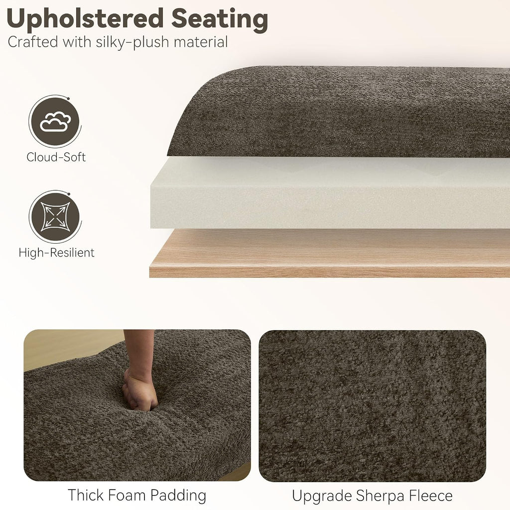 Brown Sherpa Upholstered Bench