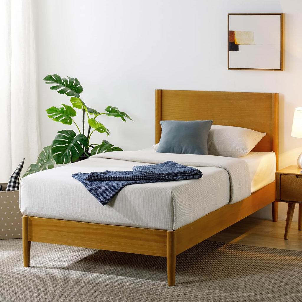 Mid‑Century Wood Twin Platform Bed