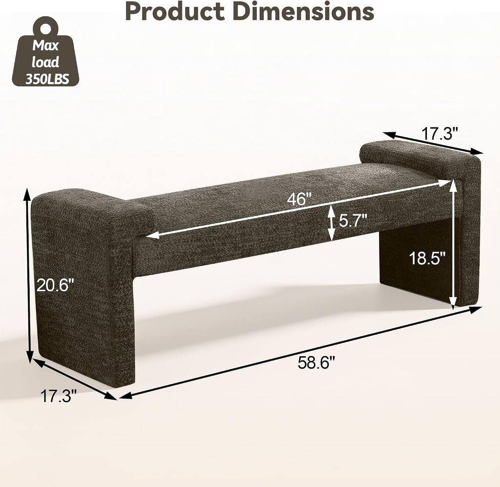 Brown Sherpa Upholstered Bench