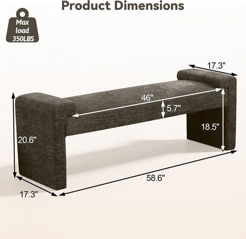 Brown Sherpa Upholstered Bench