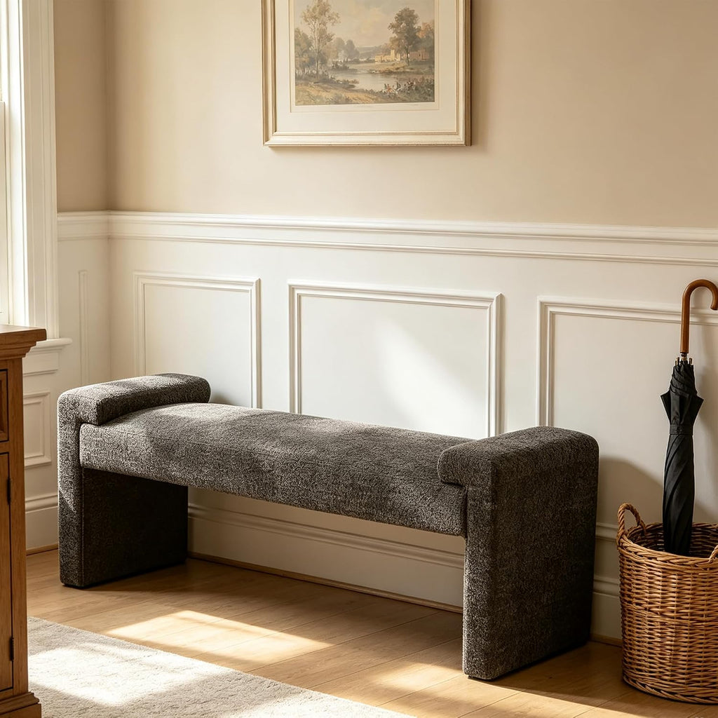 Brown Sherpa Upholstered Bench