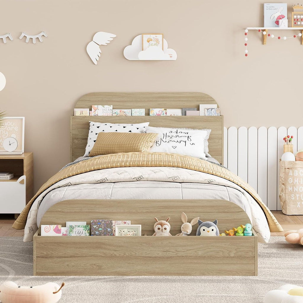 Natural Wood Low Platform Bed Frame