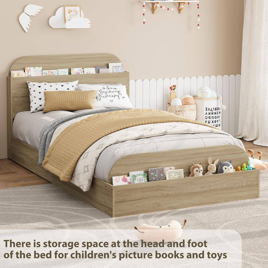 Natural Wood Low Platform Bed Frame