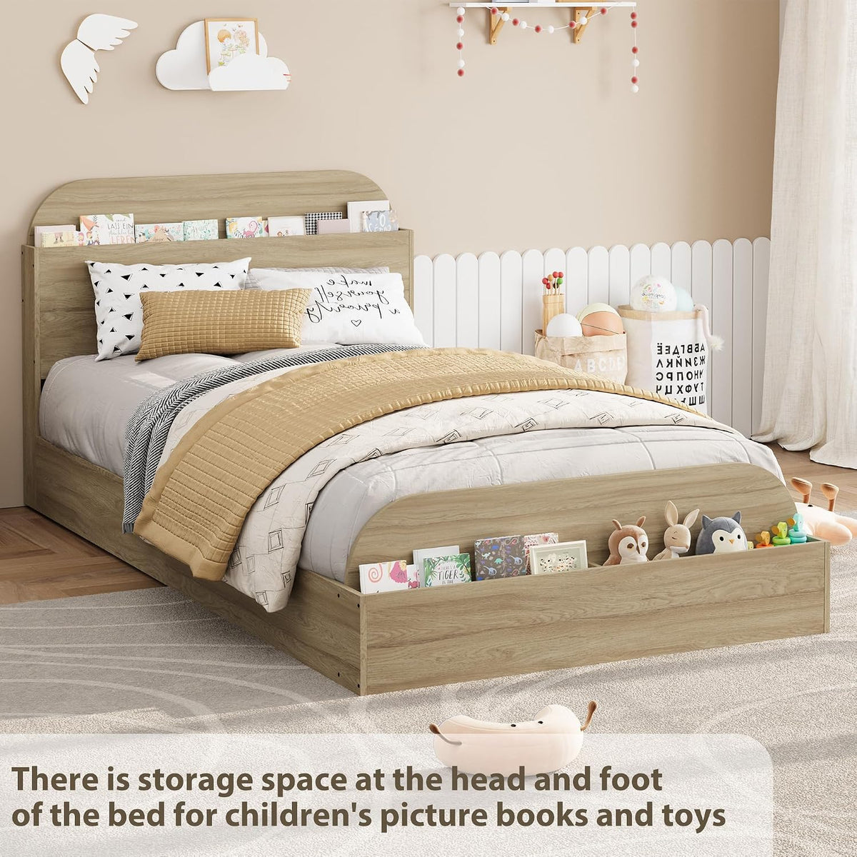 Natural Wood Low Platform Bed Frame