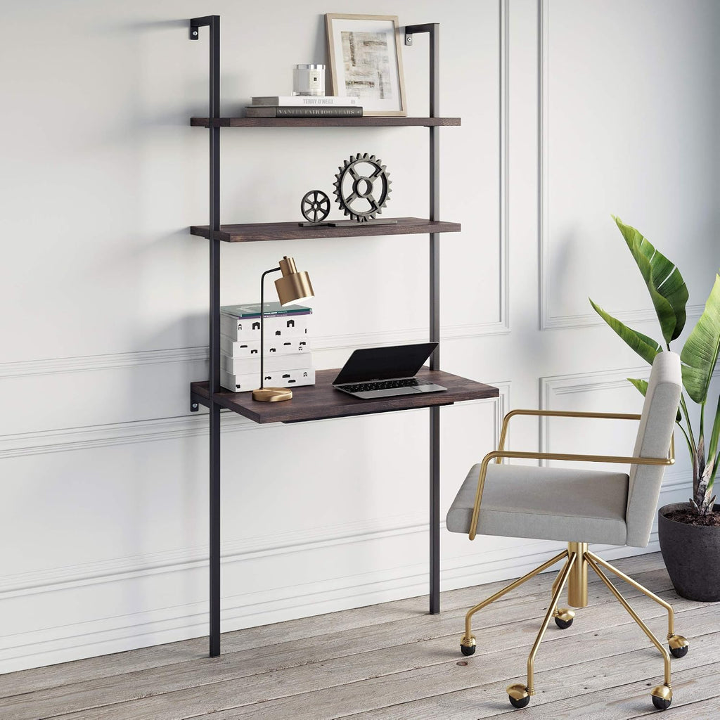 Nutmeg Wall‑Mount Ladder Shelf Desk