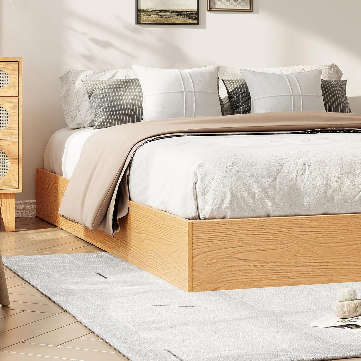 Pine Wood Twin Platform Bed Frame