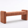 Orange Boucle Tufted Padded Upholstered Bench