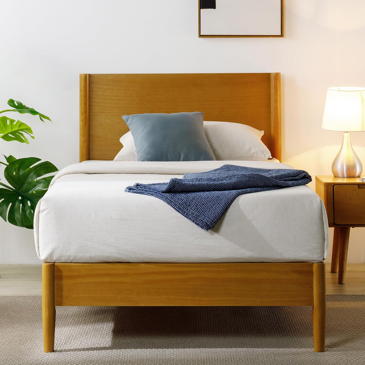 Mid‑Century Wood Twin Platform Bed