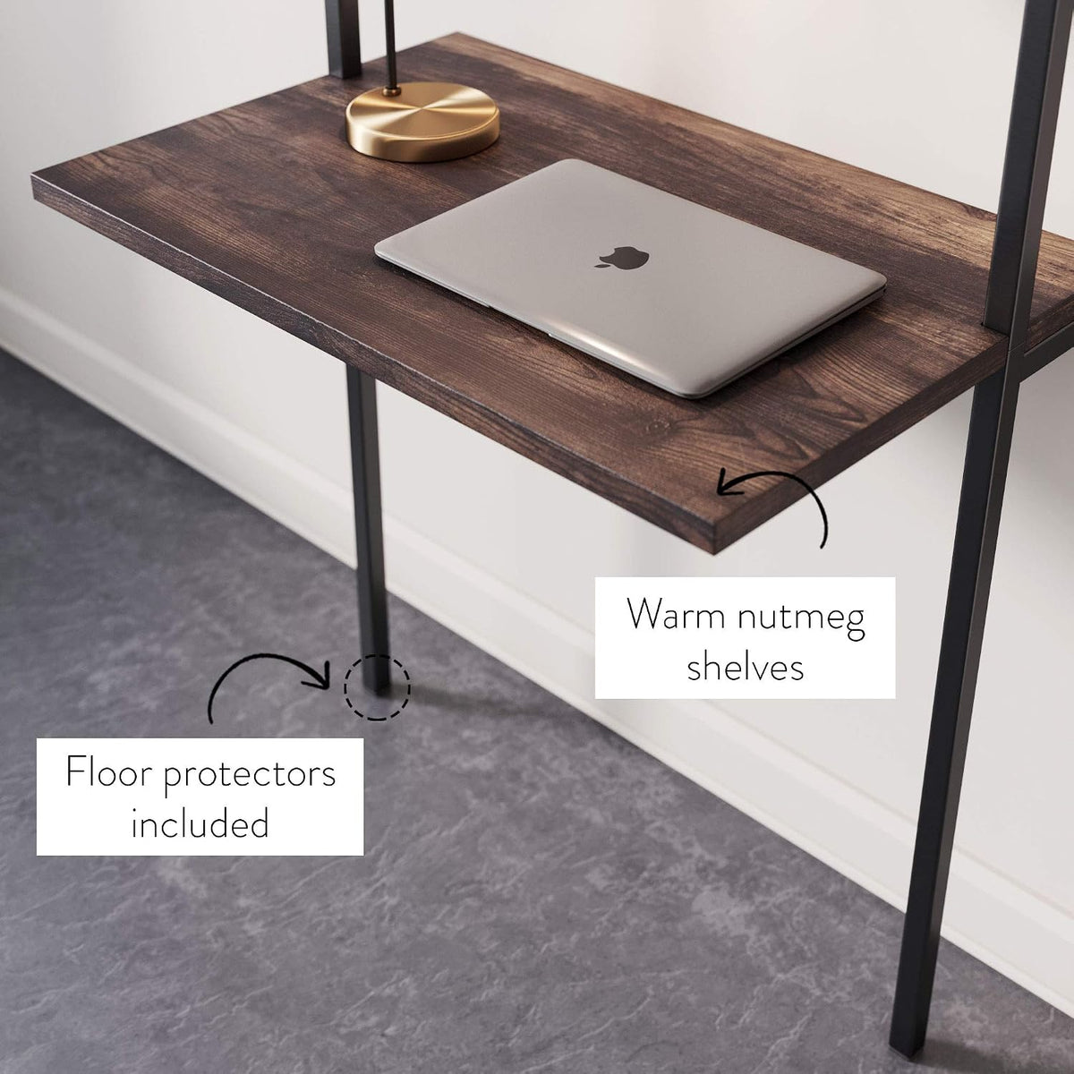 Nutmeg Wall‑Mount Ladder Shelf Desk