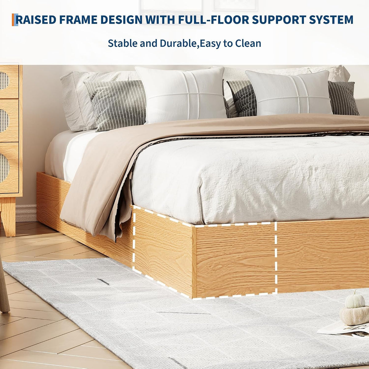 Pine Wood Twin Platform Bed Frame