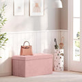 Jelly‑Pink Velvet Foldable Storage Ottoman Bench