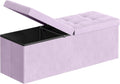 Purple Velvet Folding Storage Ottoman Bench