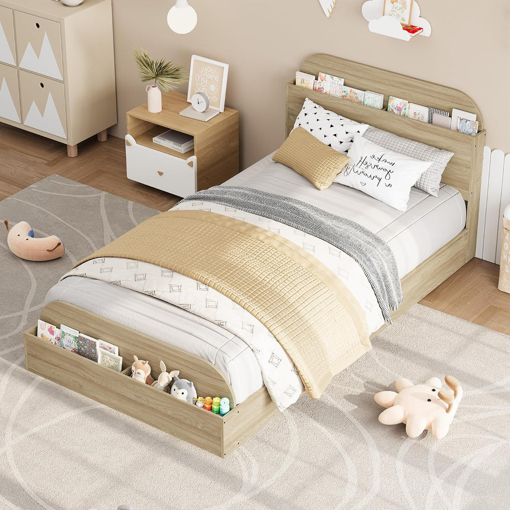 Natural Wood Low Platform Bed Frame