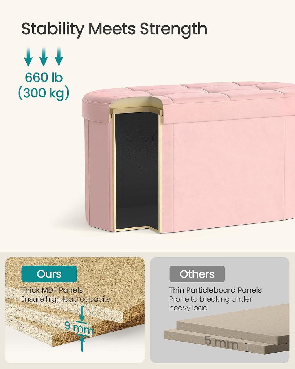 Jelly‑Pink Oval Velvet Storage Ottoman Bench