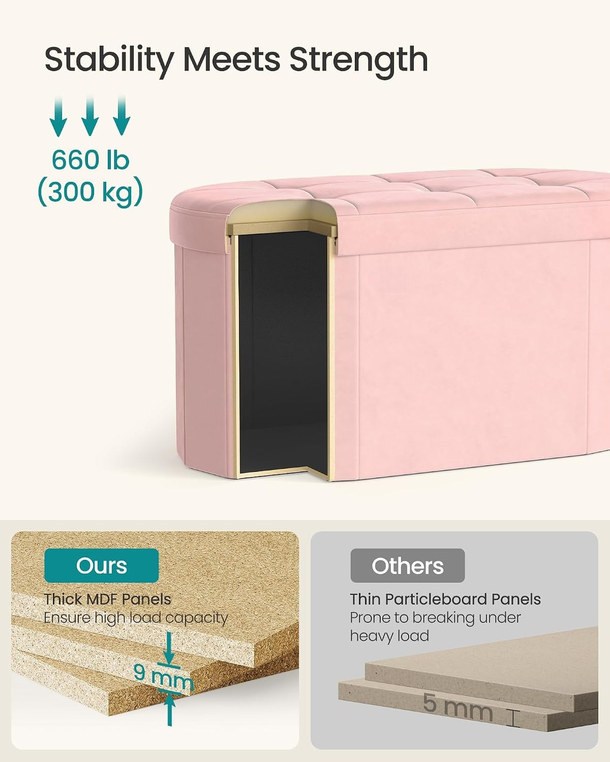 Jelly‑Pink Oval Velvet Storage Ottoman Bench